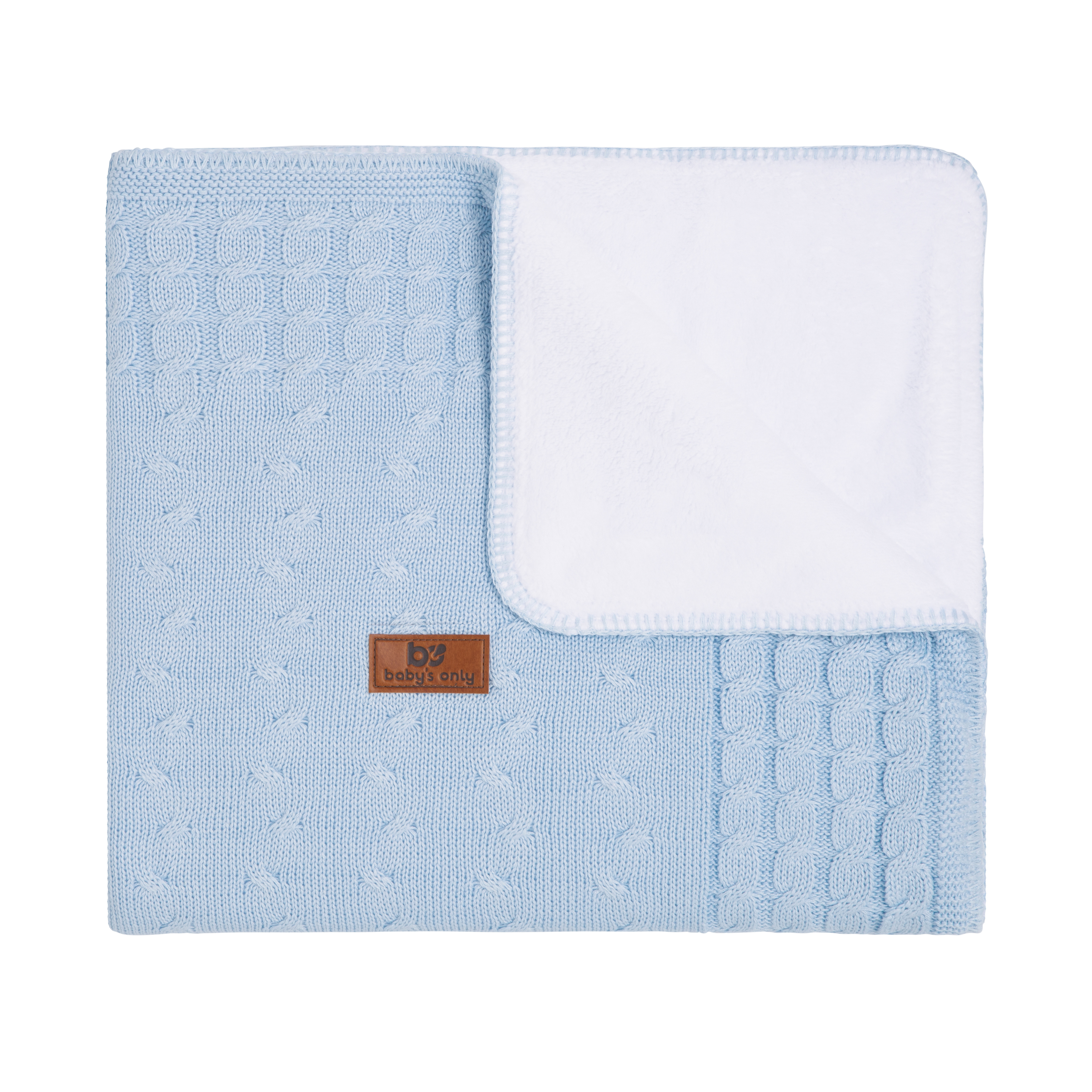 Cot blanket teddy Cable baby blue