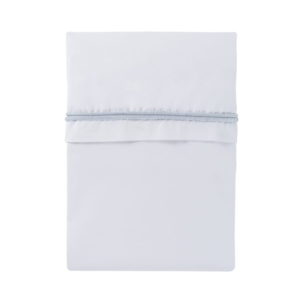 Cot sheet knitted ribbon powder blue/white