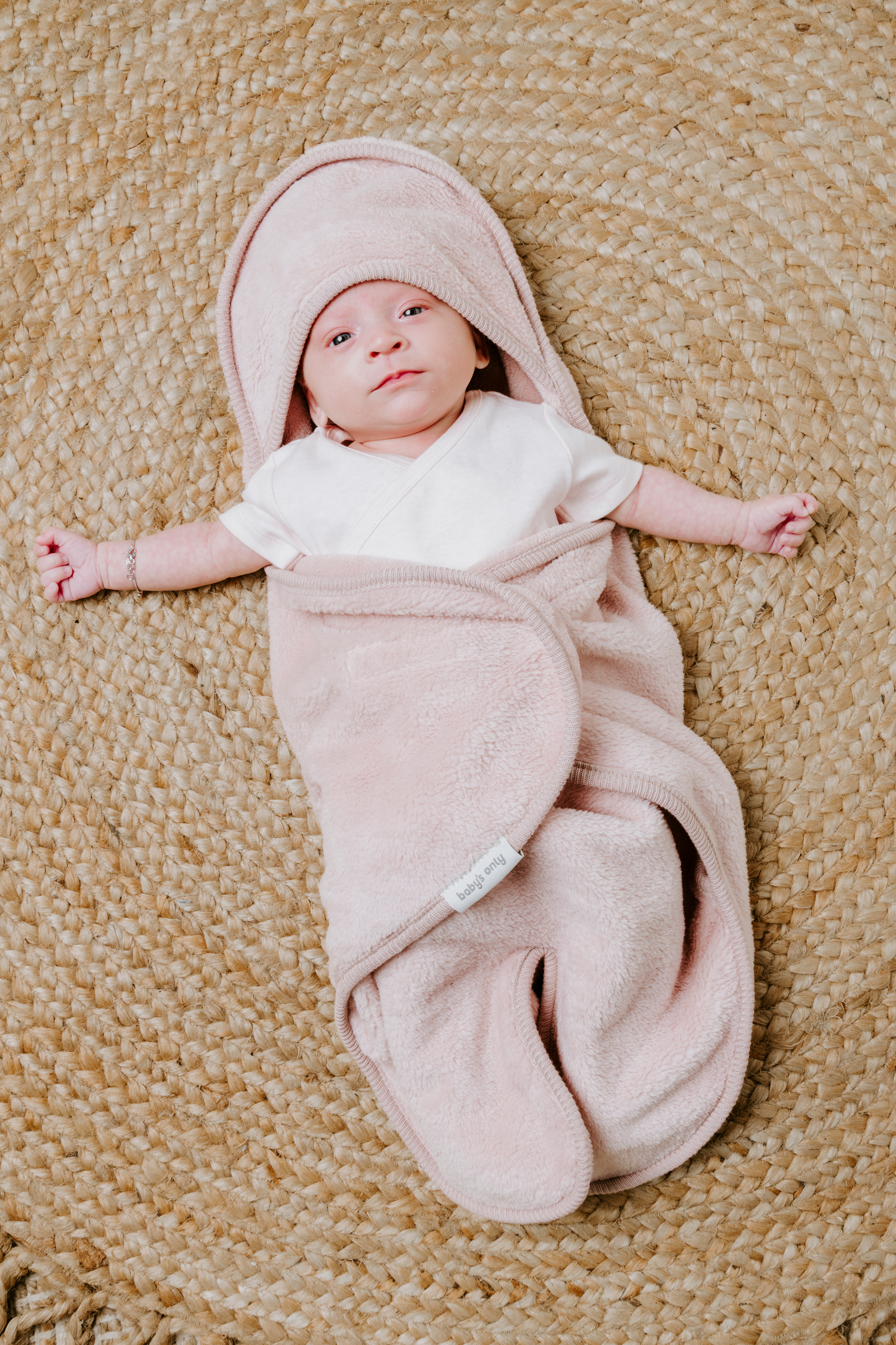 Hooded baby blanket with feet Cozy clay