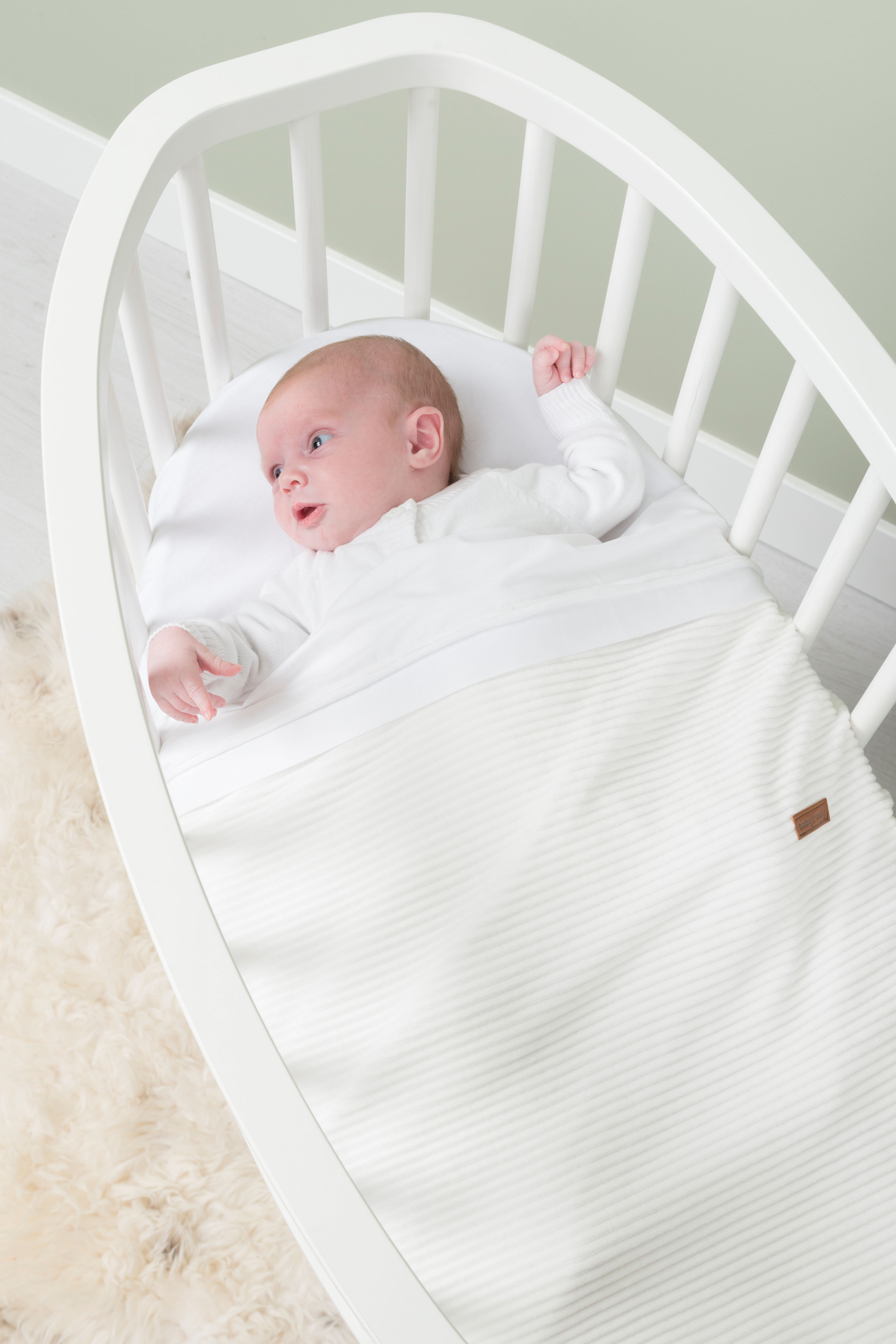 Baby crib blanket teddy Sense white