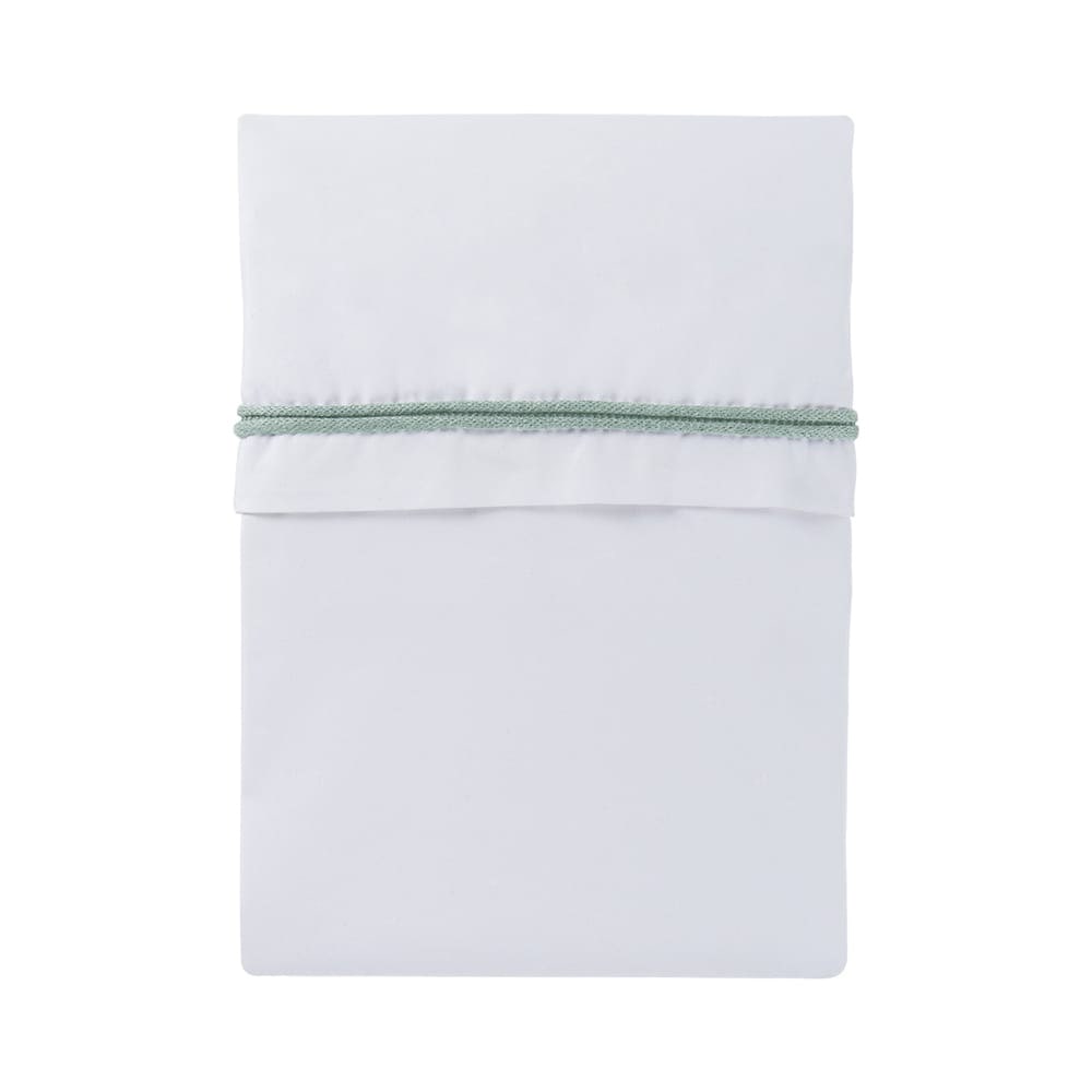 Baby crib sheet knitted ribbon mint/white