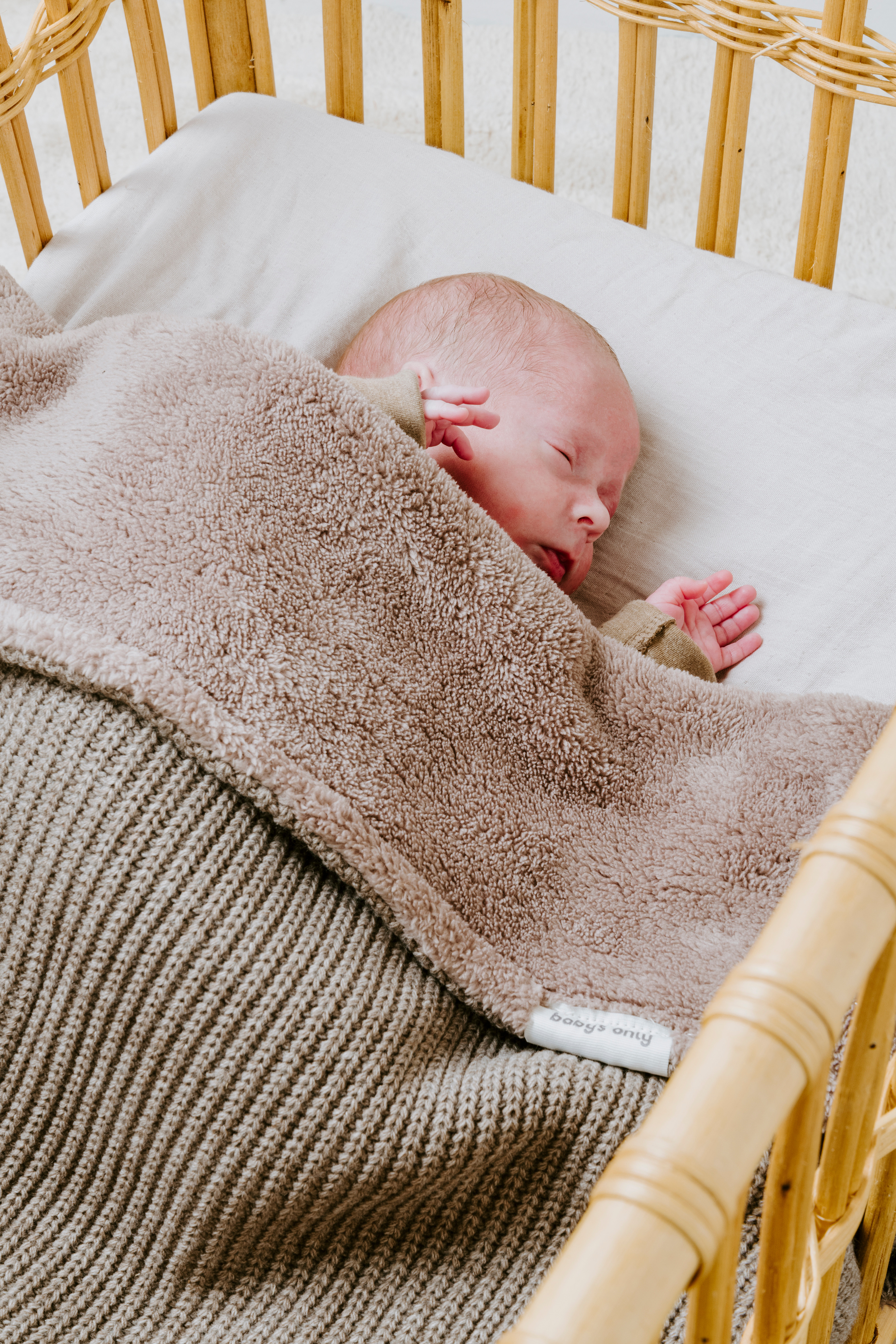 Baby crib blanket teddy Hope ecru