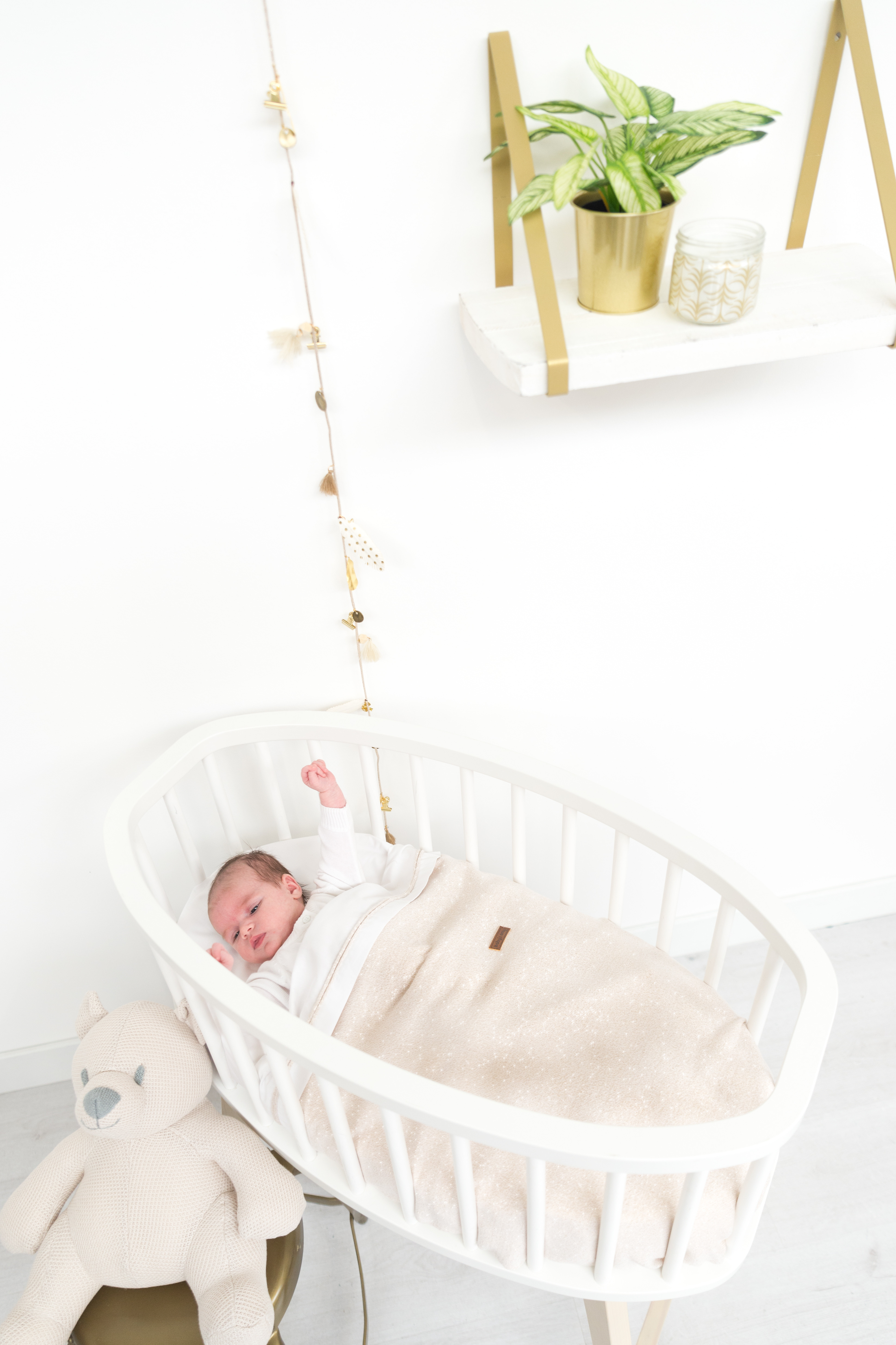 Baby crib blanket soft Sparkle gold-ivory melee