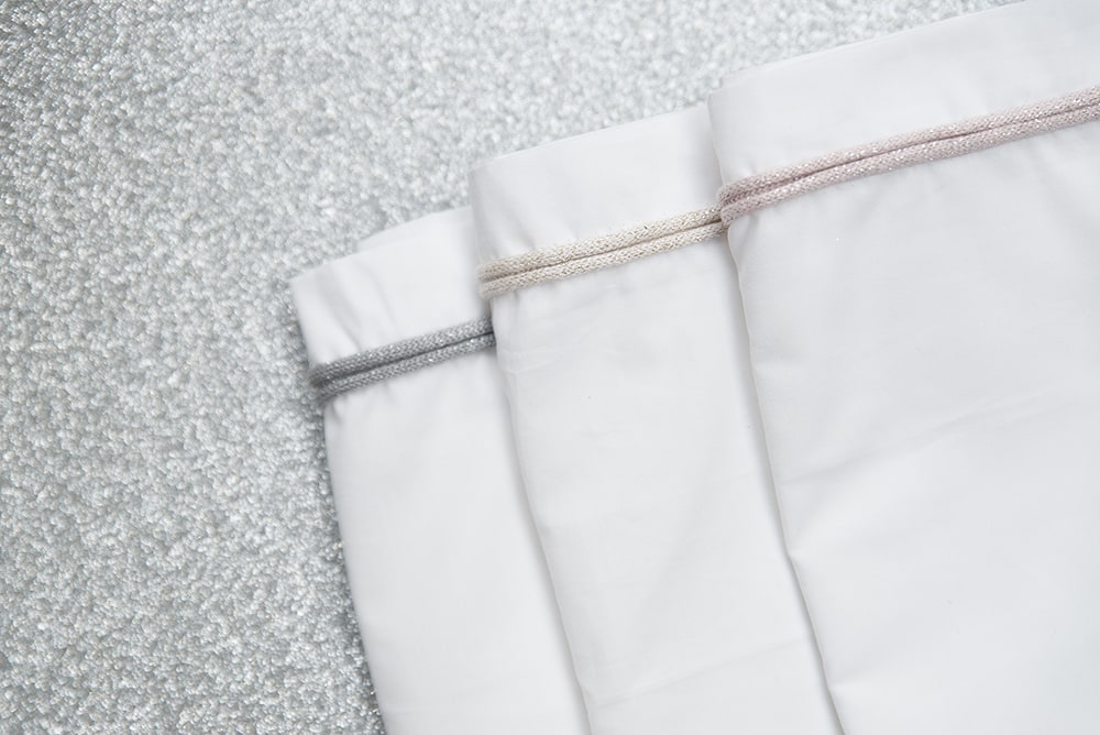 Cot Sheet knitted ribbon white/grey