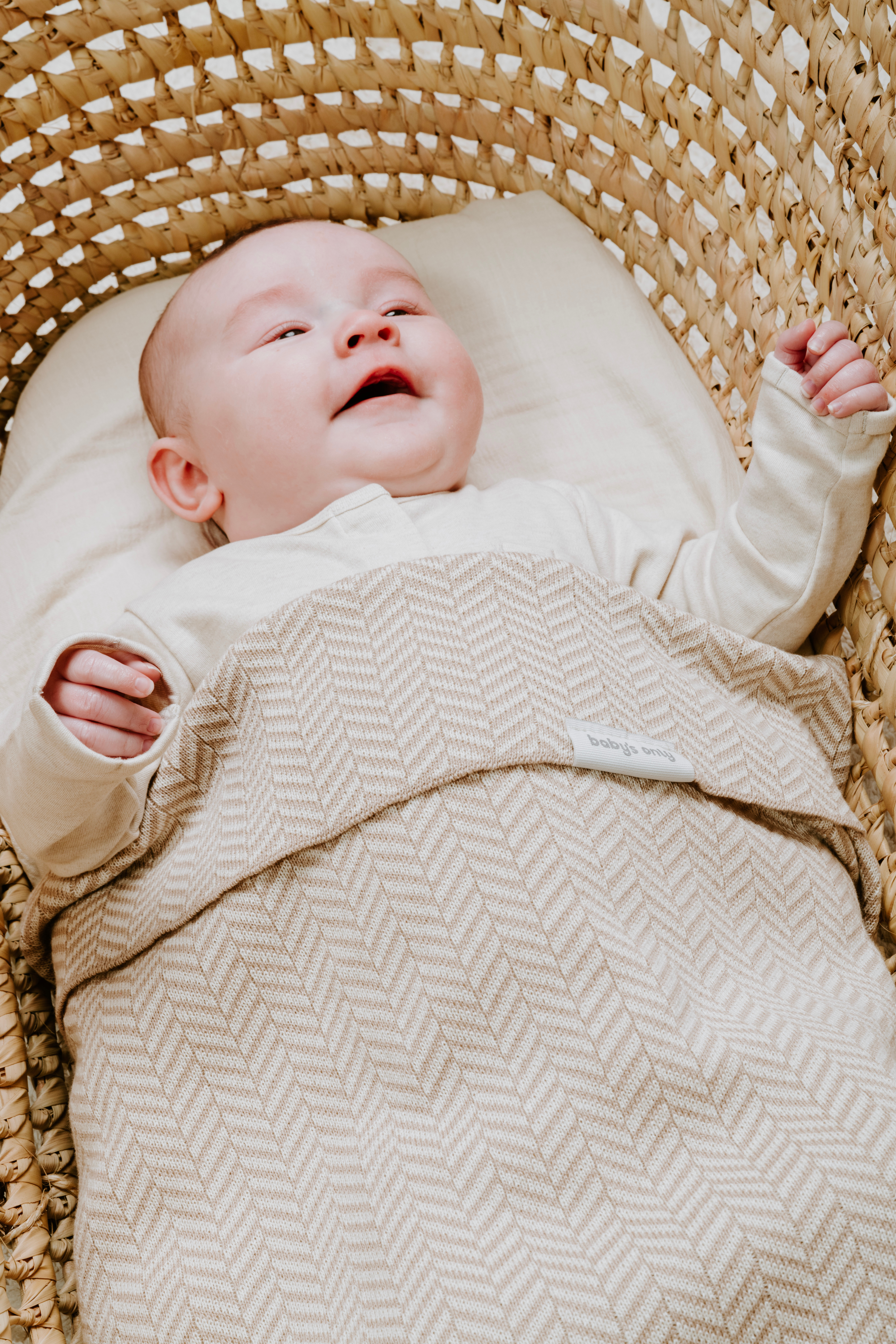 Baby crib blanket Dawn blush/ecru