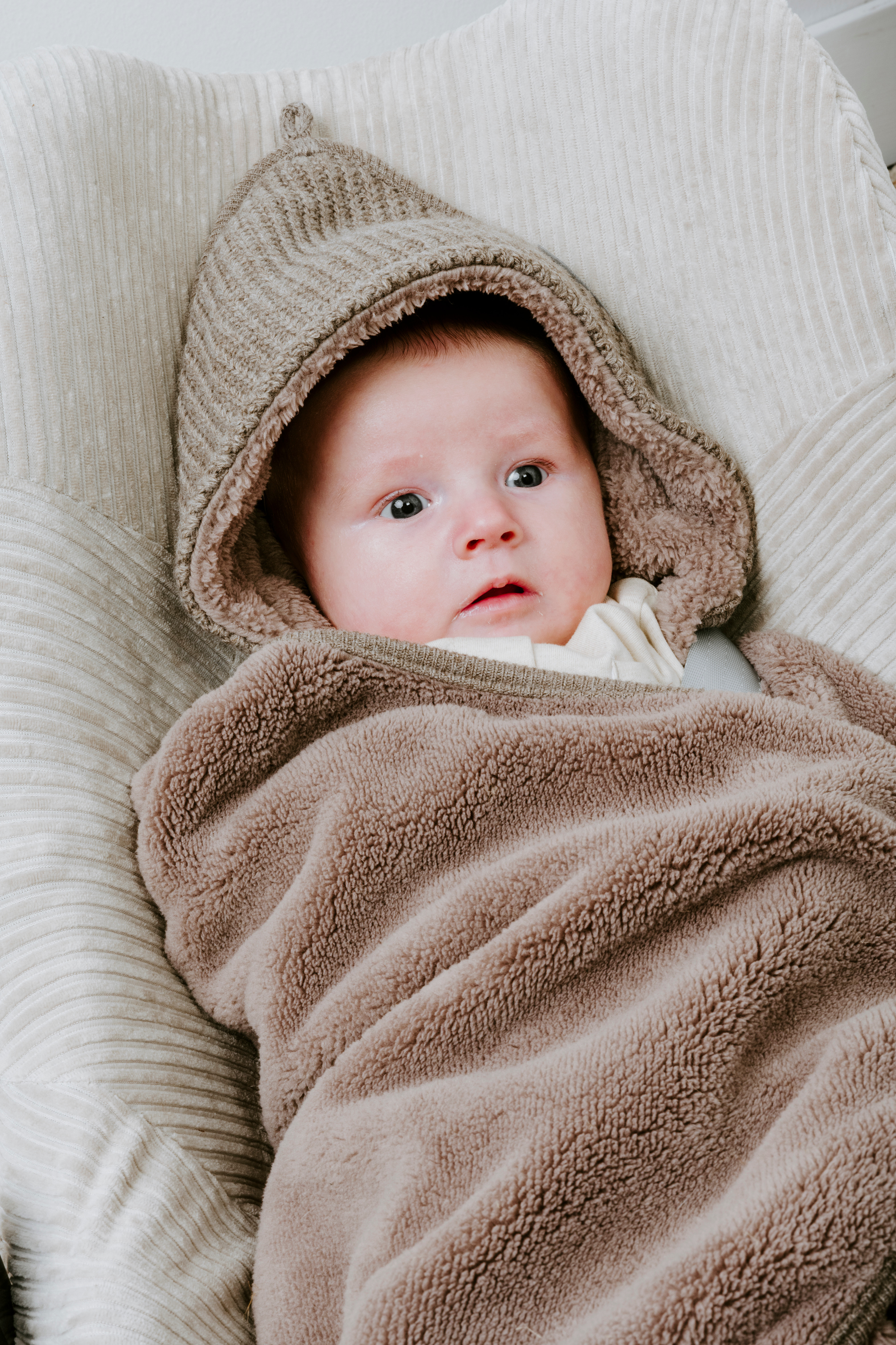 Hooded baby blanket Hope ecru
