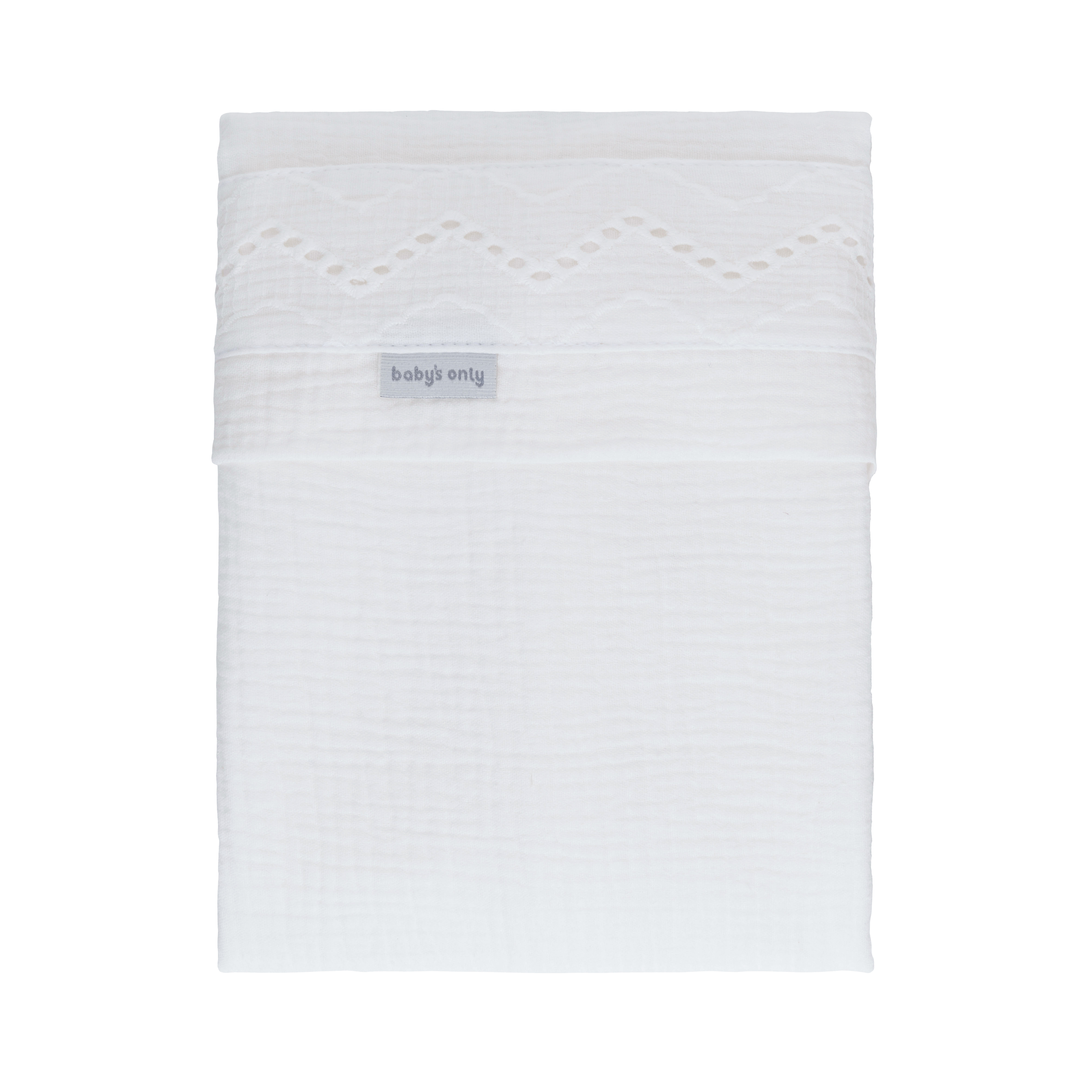 Cot sheet Calm white - with embroidery