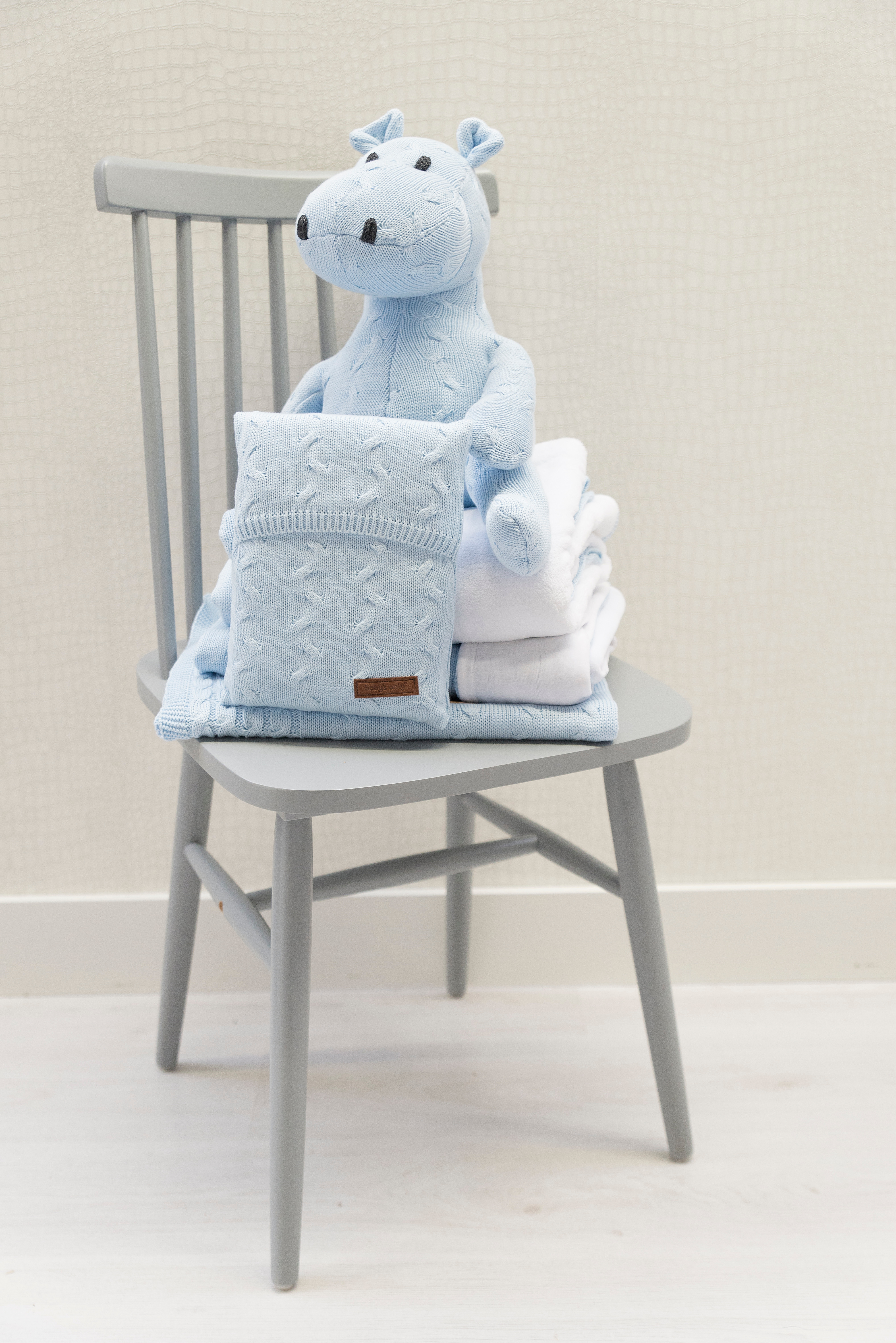 Cot blanket Cable baby blue