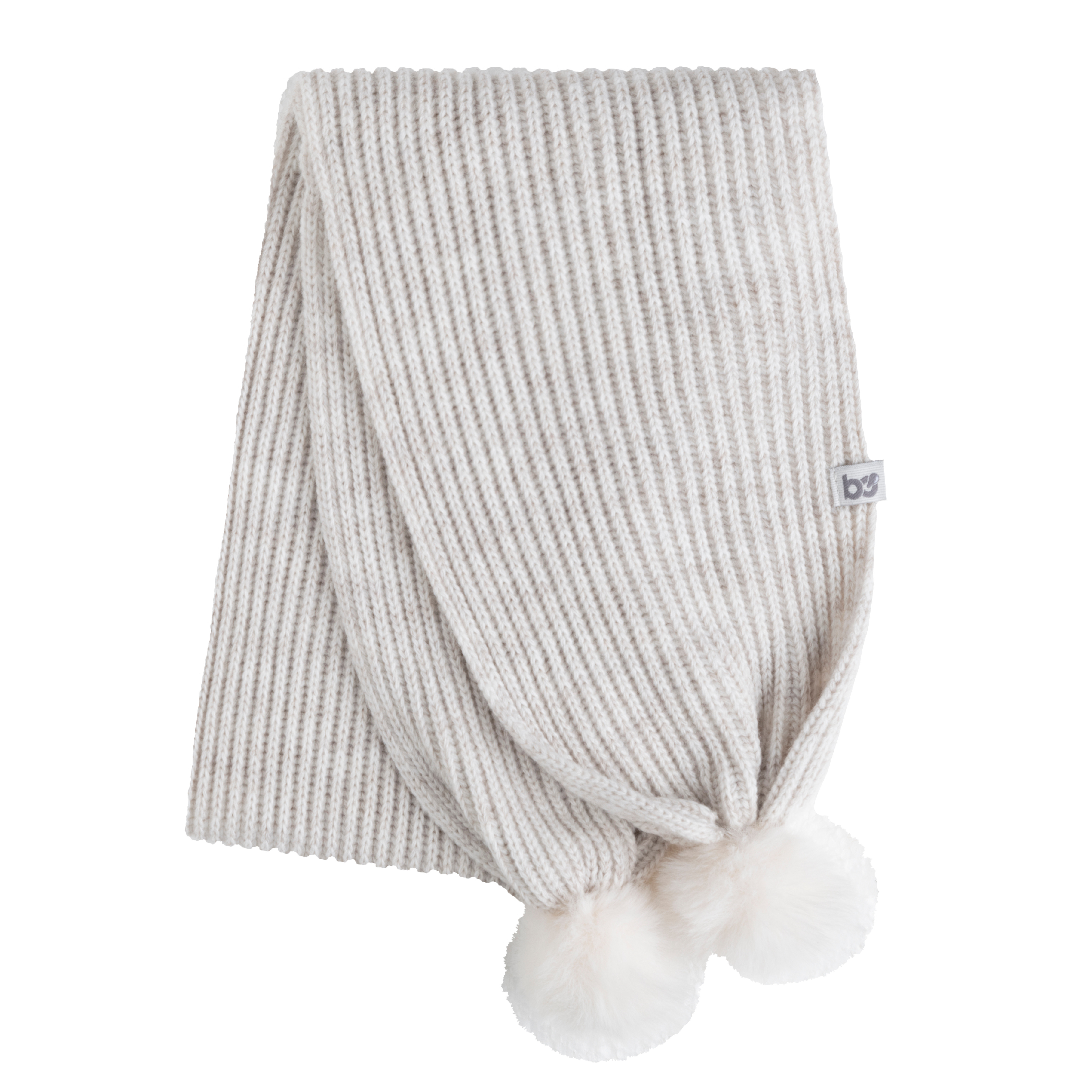 Scarf with pompon Cool ecru - 3-8 years