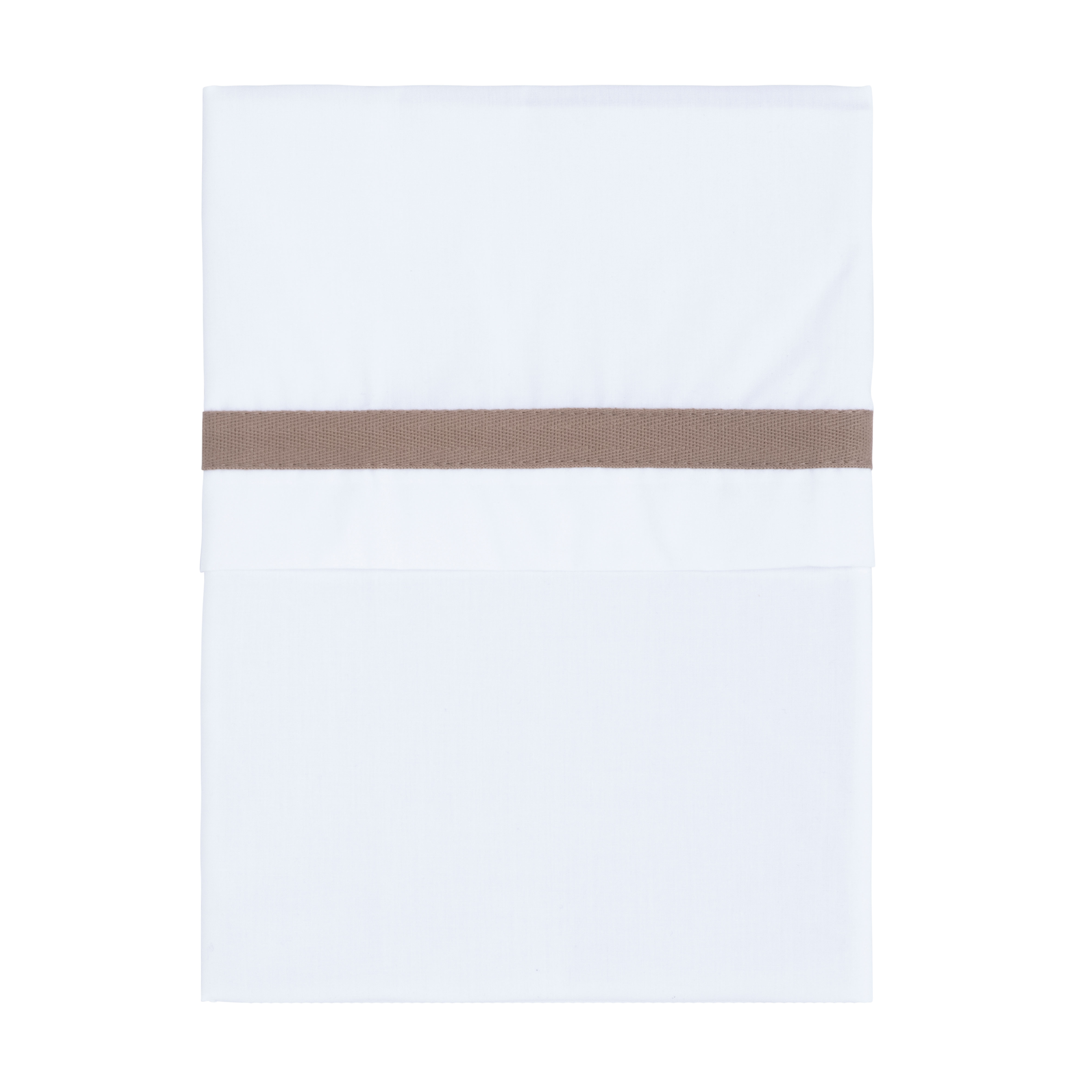 Cot sheet woven ribbon clay/white