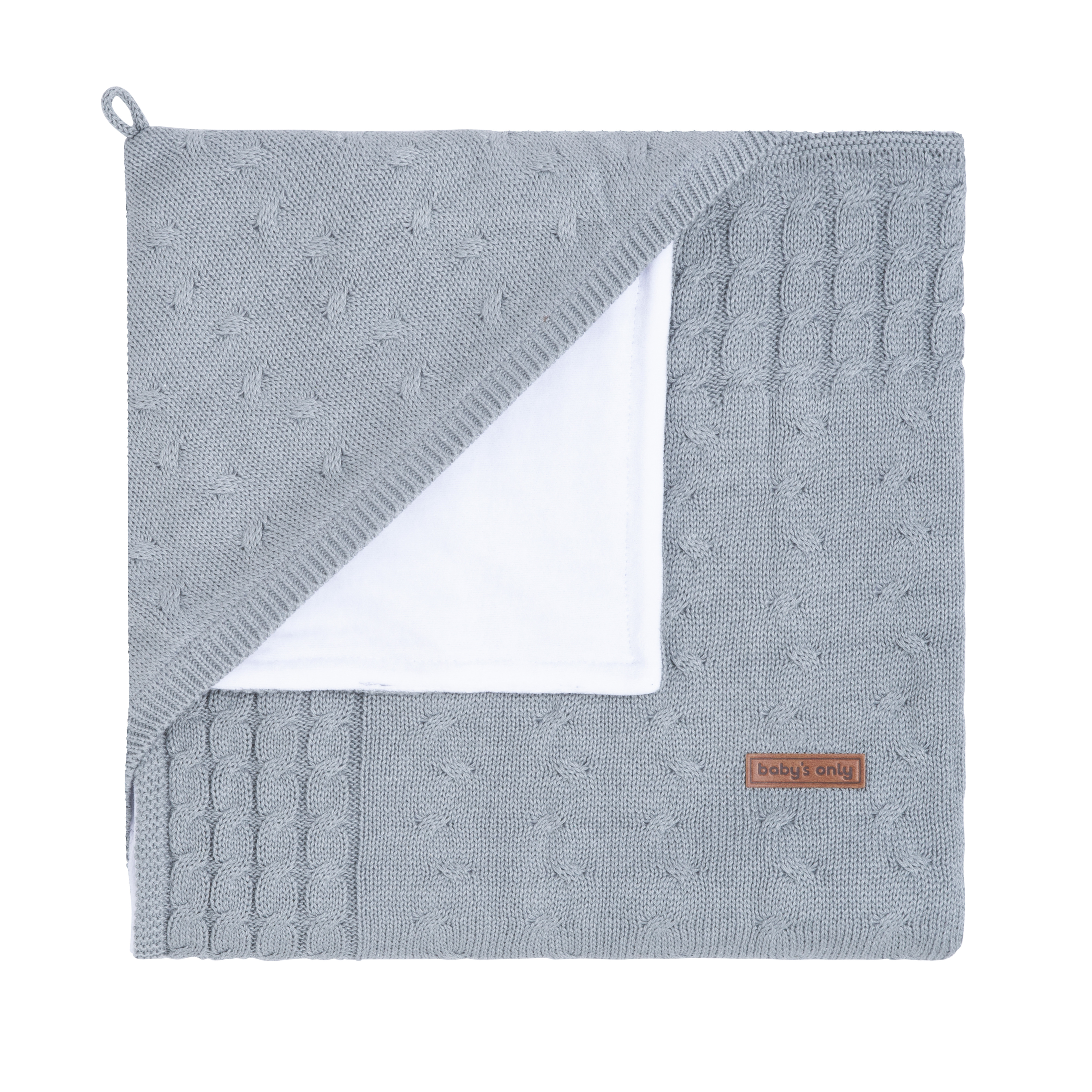 Hooded baby blanket chenille Cable grey