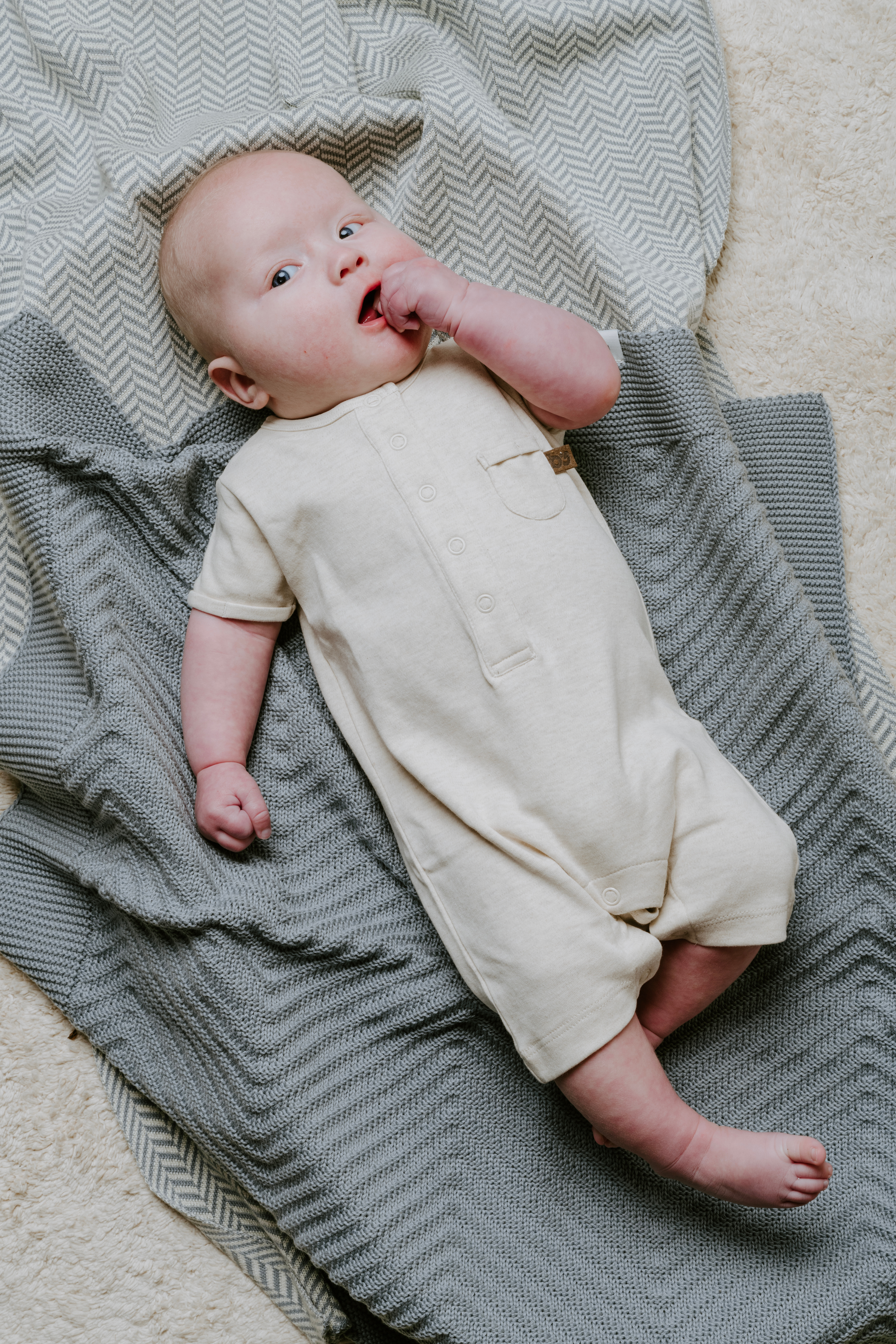 Baby crib blanket Dawn nordic blue/ecru